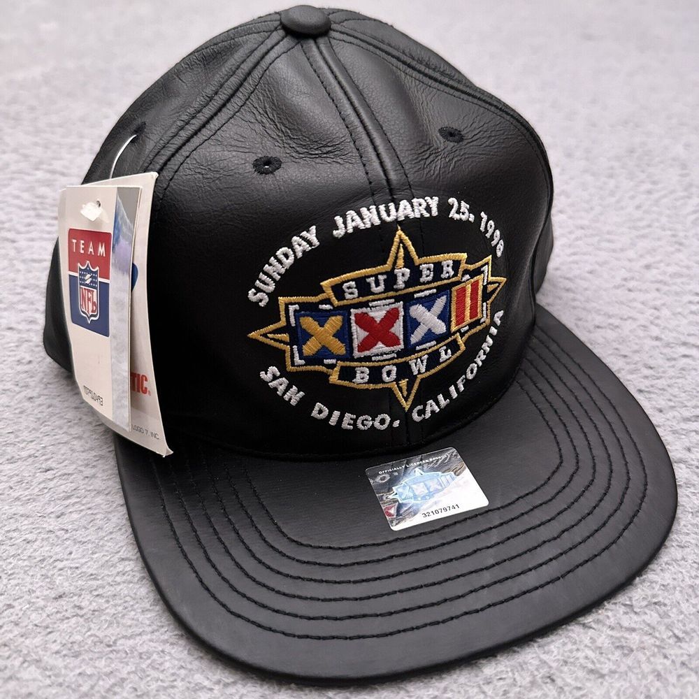 NWT Logo Athletic Snapback Hat‎ Super Bowl XXXII 32 San Diego Black Leather NFL